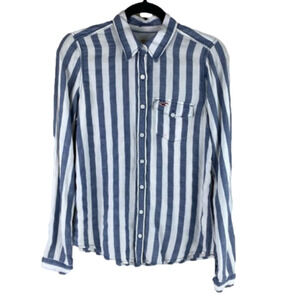Hollister Cotton Blue  Striped Button Up size Medium